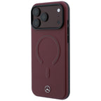 Mercedes Leather 3D MagSafe dėklas iPhone 18 Pro / 17 Pro - Vyno spalva -- iPhone 17 Pro / iPhone 18 Pro