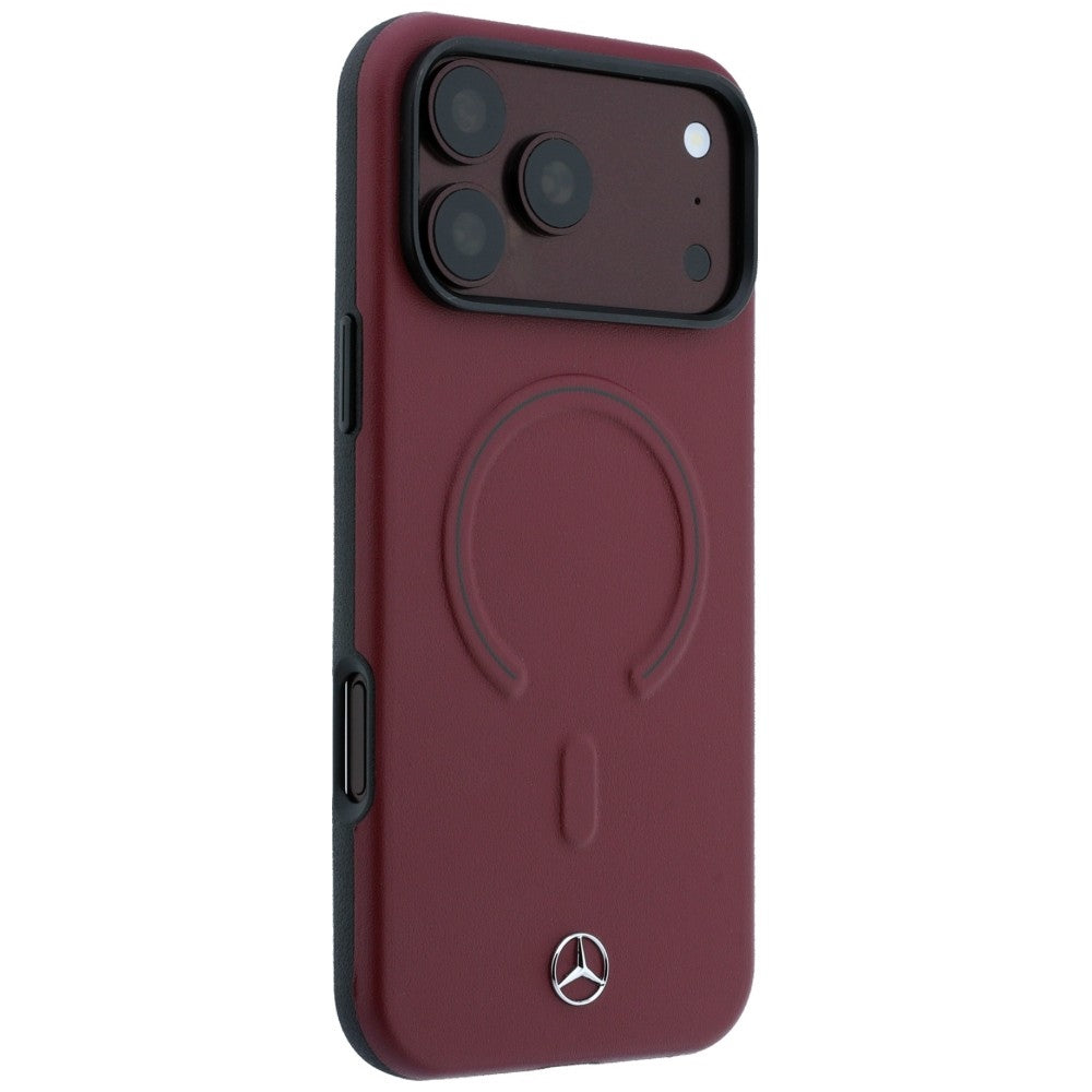 Mercedes Leather 3D MagSafe dėklas iPhone 18 Pro / 17 Pro - Vyno spalva -- iPhone 17 Pro / iPhone 18 Pro