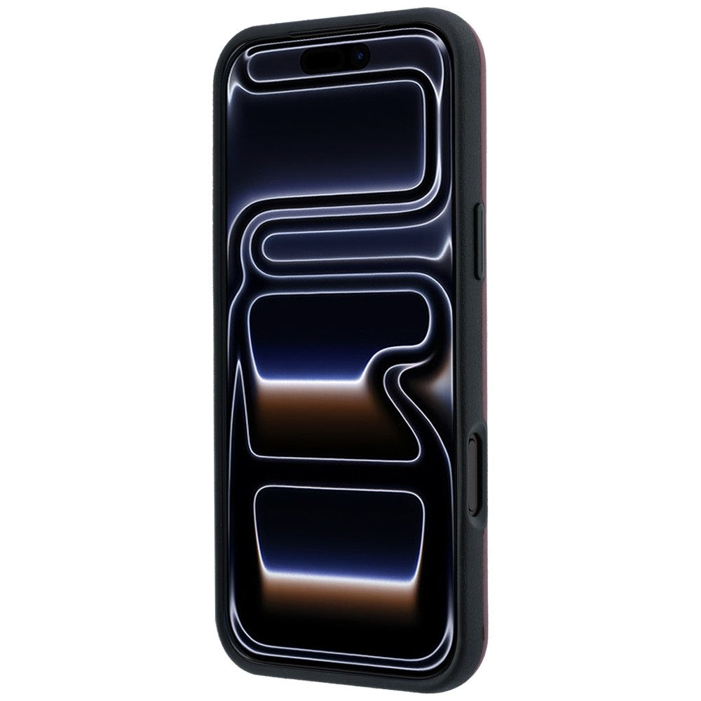 Mercedes Leather 3D MagSafe dėklas iPhone 18 Pro / 17 Pro - Vyno spalva -- iPhone 17 Pro / iPhone 18 Pro