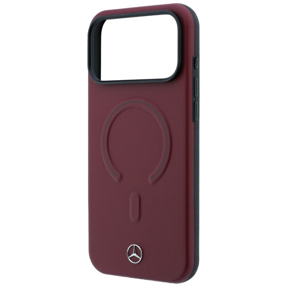 Mercedes Leather 3D MagSafe dėklas iPhone 18 Pro / 17 Pro - Vyno spalva -- iPhone 17 Pro / iPhone 18 Pro