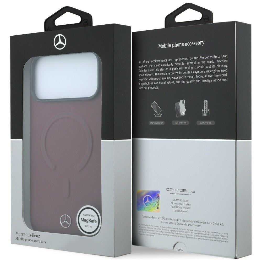 Mercedes Leather 3D MagSafe dėklas iPhone 18 Pro / 17 Pro - Vyno spalva -- iPhone 17 Pro / iPhone 18 Pro