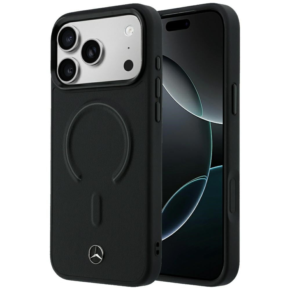 Mercedes Leather 3D MagSafe dėklas iPhone 18 Pro / 17 Pro - Juoda -- iPhone 17 Pro / iPhone 18 Pro