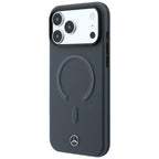 Mercedes Leather 3D MagSafe dėklas iPhone 18 Pro Max / 17 Pro Max - antracinė -- iPhone 18 Pro Max / iPhone 17 Pro Max