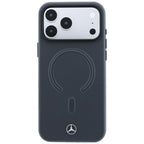 Mercedes Leather 3D MagSafe dėklas iPhone 18 Pro Max / 17 Pro Max - antracinė -- iPhone 18 Pro Max / iPhone 17 Pro Max
