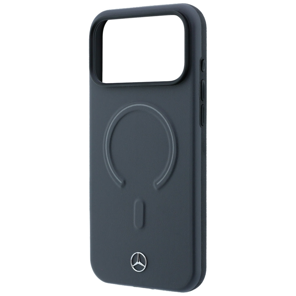 Mercedes Leather 3D MagSafe dėklas iPhone 18 Pro Max / 17 Pro Max - antracinė -- iPhone 18 Pro Max / iPhone 17 Pro Max