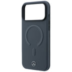 Mercedes Leather 3D MagSafe dėklas iPhone 18 Pro Max / 17 Pro Max - antracinė -- iPhone 18 Pro Max / iPhone 17 Pro Max