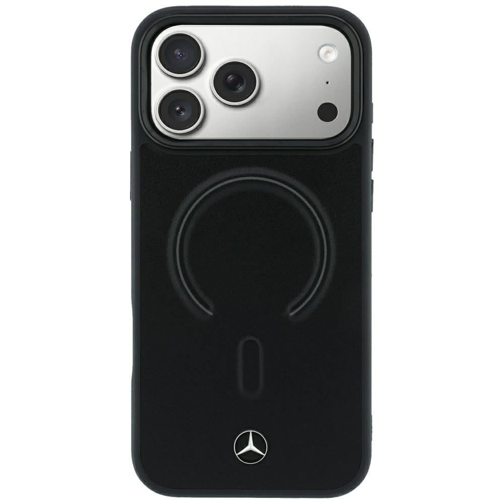 Mercedes Leather 3D MagSafe dėklas iPhone 18 Pro Max / 17 Pro Max - Juodas -- iPhone 18 Pro Max / iPhone 17 Pro Max