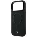 Mercedes Leather 3D MagSafe dėklas iPhone 18 Pro Max / 17 Pro Max - Juodas -- iPhone 18 Pro Max / iPhone 17 Pro Max