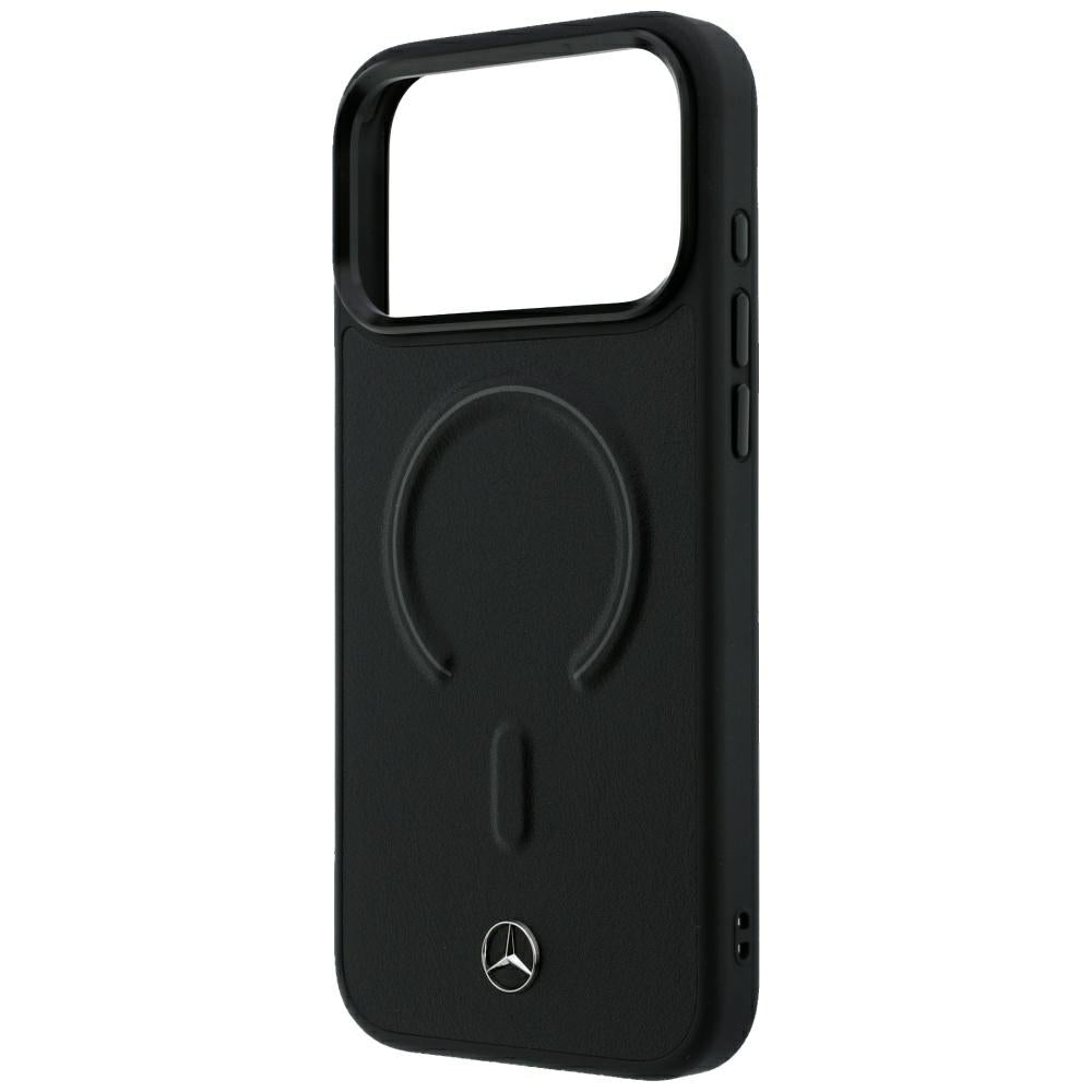 Mercedes Leather 3D MagSafe dėklas iPhone 18 Pro Max / 17 Pro Max - Juodas -- iPhone 18 Pro Max / iPhone 17 Pro Max