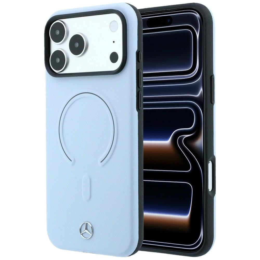 Mercedes Leather 3D MagSafe dėklas iPhone 18 Pro Max / 17 Pro Max - Mėlynas -- iPhone 18 Pro Max / iPhone 17 Pro Max