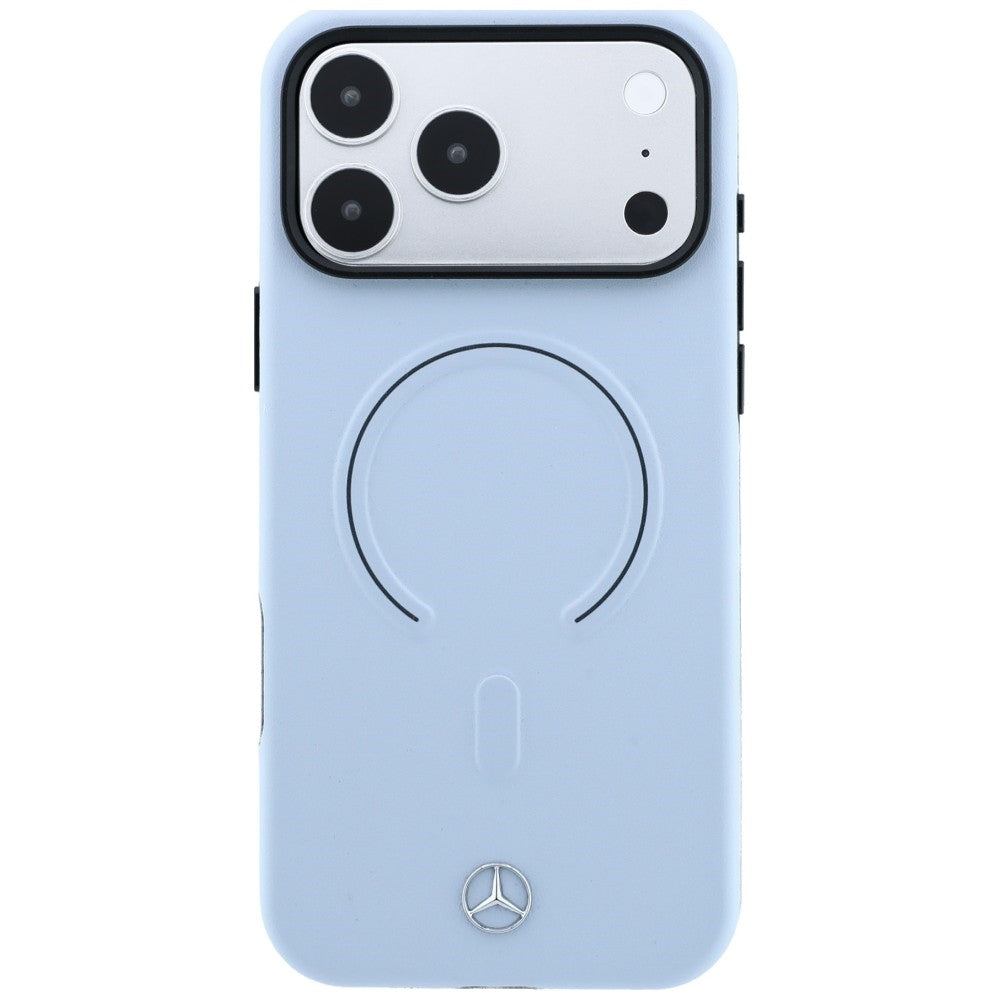 Mercedes Leather 3D MagSafe dėklas iPhone 18 Pro Max / 17 Pro Max - Mėlynas -- iPhone 18 Pro Max / iPhone 17 Pro Max