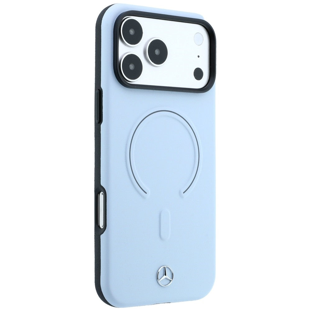 Mercedes Leather 3D MagSafe dėklas iPhone 18 Pro Max / 17 Pro Max - Mėlynas -- iPhone 18 Pro Max / iPhone 17 Pro Max