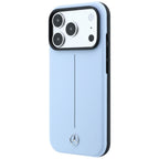 Mercedes Leather Semi Wrap Iconic Line MagSafe dėklas iPhone 18 Pro / 17 Pro - Mėlynas -- iPhone 18 Pro / iPhone 17 Pro