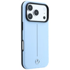 Mercedes Leather Semi Wrap Iconic Line MagSafe dėklas iPhone 18 Pro / 17 Pro - Mėlynas -- iPhone 18 Pro / iPhone 17 Pro