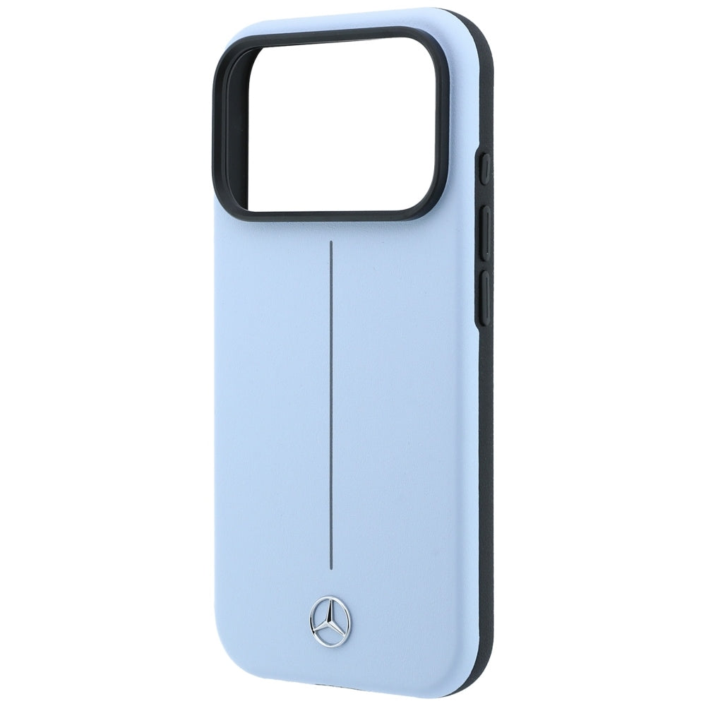 Mercedes Leather Semi Wrap Iconic Line MagSafe dėklas iPhone 18 Pro / 17 Pro - Mėlynas -- iPhone 18 Pro / iPhone 17 Pro