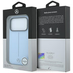 Mercedes Leather Semi Wrap Iconic Line MagSafe dėklas iPhone 18 Pro / 17 Pro - Mėlynas -- iPhone 18 Pro / iPhone 17 Pro