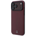 Mercedes Leather Semi Wrap Iconic Line MagSafe dėklas iPhone 18 Pro Max / 17 Pro Max - bordo -- iPhone 18 Pro Max /...