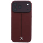Mercedes Leather Semi Wrap Iconic Line MagSafe dėklas iPhone 18 Pro Max / 17 Pro Max - bordo -- iPhone 18 Pro Max /...