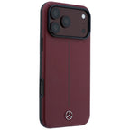 Mercedes Leather Semi Wrap Iconic Line MagSafe dėklas iPhone 18 Pro Max / 17 Pro Max - bordo -- iPhone 18 Pro Max /...