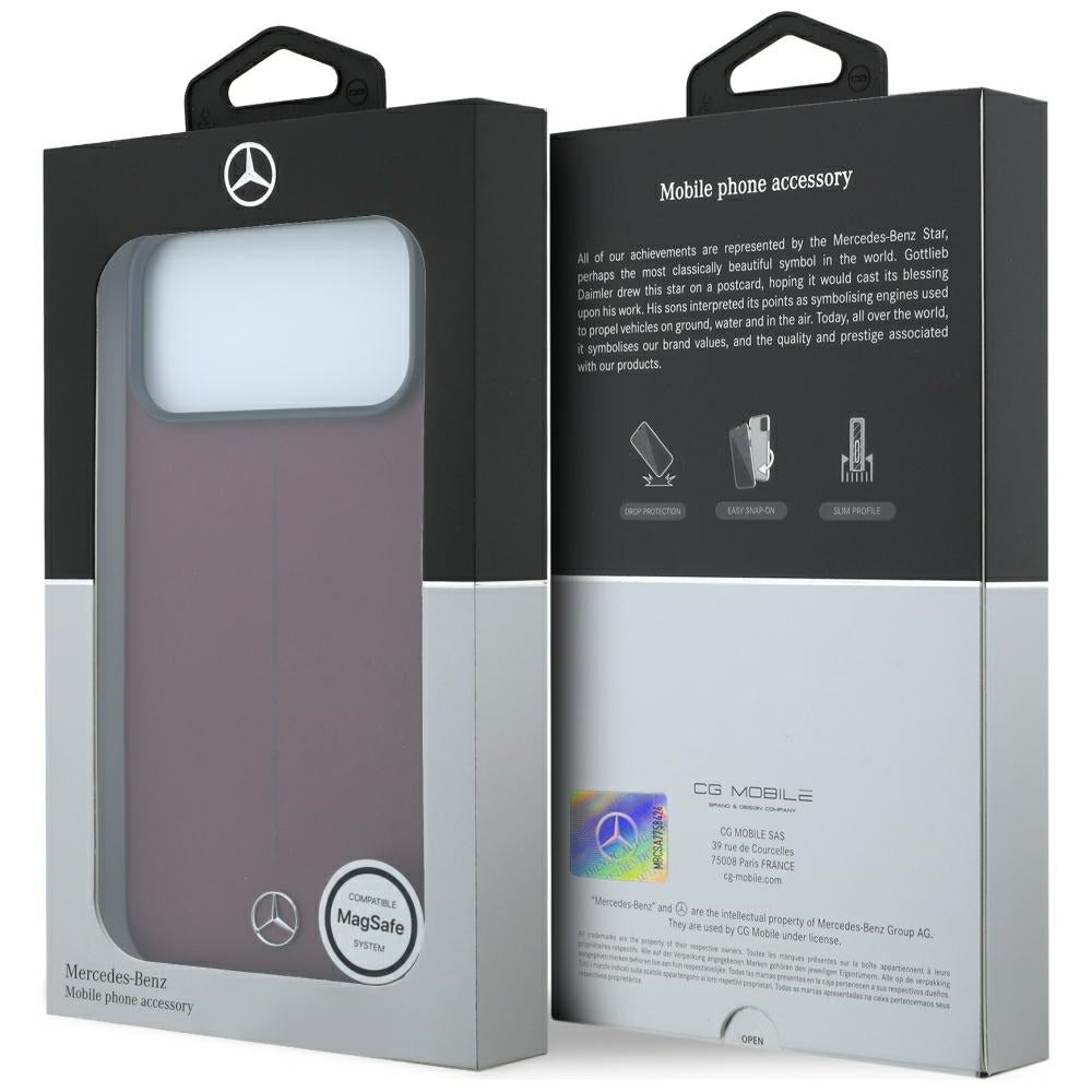 Mercedes Leather Semi Wrap Iconic Line MagSafe dėklas iPhone 18 Pro Max / 17 Pro Max - bordo -- iPhone 18 Pro Max /...