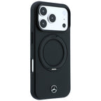 Mercedes Leather with Ring Stand MagSafe dėklas iPhone 18 Pro Max / 17 Pro Max / 17 Pro Max - juodas -- iPhone 18 Pro Max...