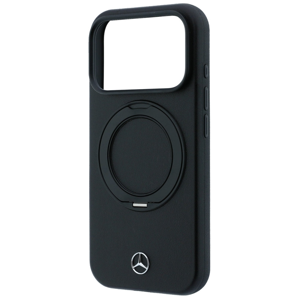 Mercedes Leather with Ring Stand MagSafe dėklas iPhone 18 Pro Max / 17 Pro Max / 17 Pro Max - juodas -- iPhone 18 Pro Max...