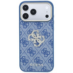 Guess 4G ir Big Strass logotipo dėklas iPhone 18 Pro / 17 Pro - mėlynas -- iPhone 18 Pro / iPhone 17 Pro