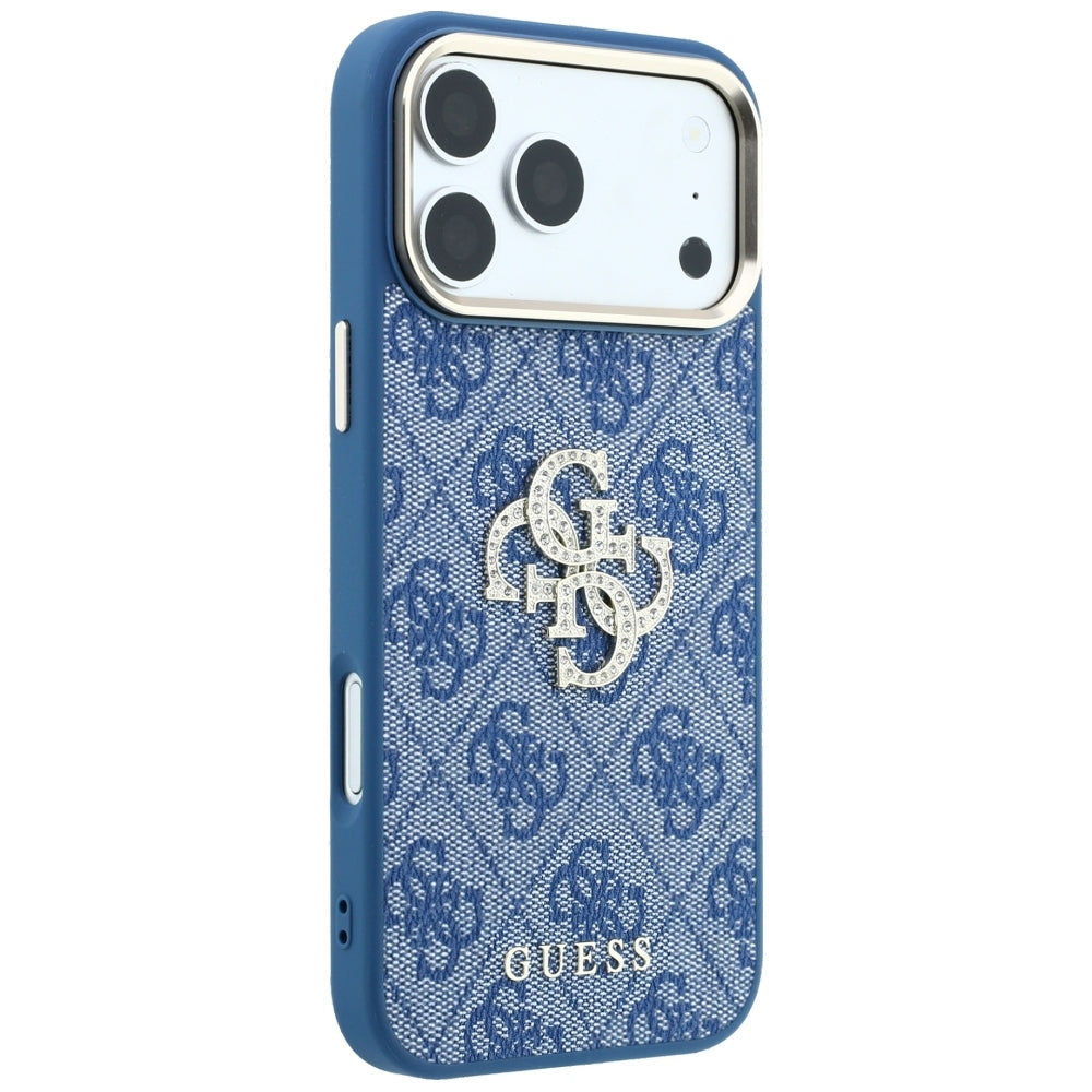 Guess 4G ir Big Strass logotipo dėklas iPhone 18 Pro / 17 Pro - mėlynas -- iPhone 18 Pro / iPhone 17 Pro