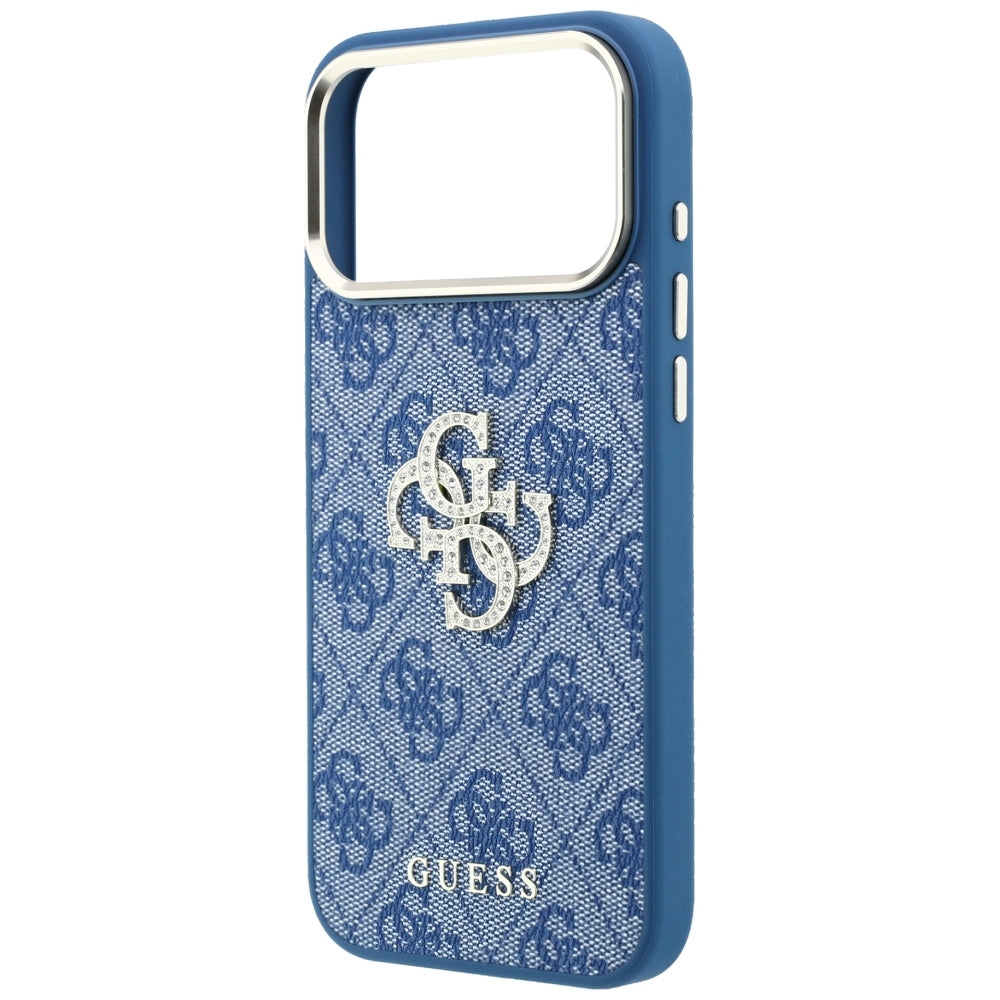 Guess 4G ir Big Strass logotipo dėklas iPhone 18 Pro / 17 Pro - mėlynas -- iPhone 18 Pro / iPhone 17 Pro