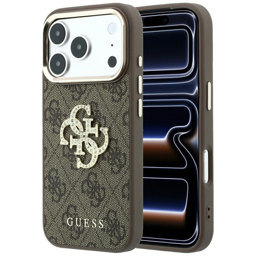 Dėklas Guess 4G & Big Strass Logo skirtas iPhone 17 Pro Max / 18 Pro Max - Ruda -- iPhone 17 Pro Max / iPhone 18 Pro Max