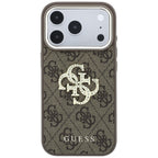 Dėklas Guess 4G & Big Strass Logo skirtas iPhone 17 Pro Max / 18 Pro Max - Ruda -- iPhone 17 Pro Max / iPhone 18 Pro Max