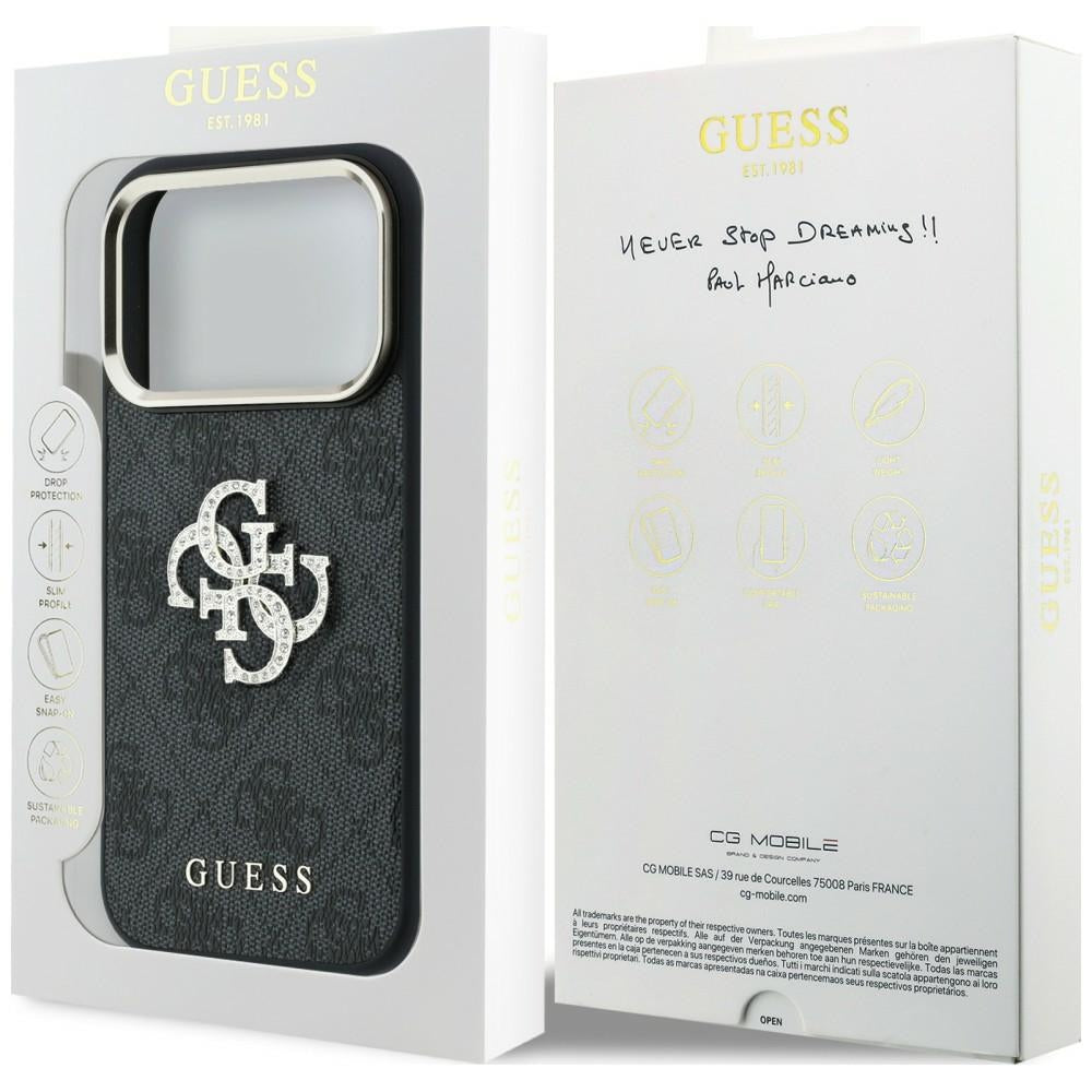 Guess 4G & Big Strass Logo dėklas iPhone 17 Pro Max / 18 Pro Max - Juoda -- iPhone 17 Pro Max / iPhone 18 Pro Max