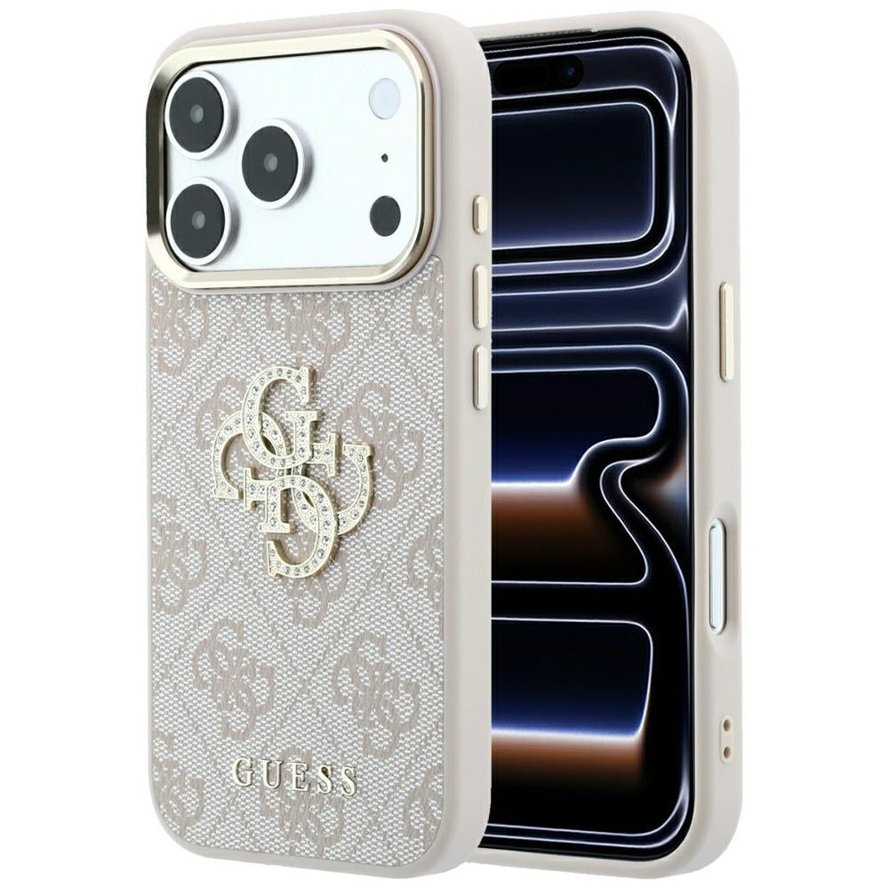 Guess 4G & Big Strass Logo dėklas iPhone 17 Pro / 18 Pro - Rožinis -- iPhone 17 Pro / iPhone 18 Pro