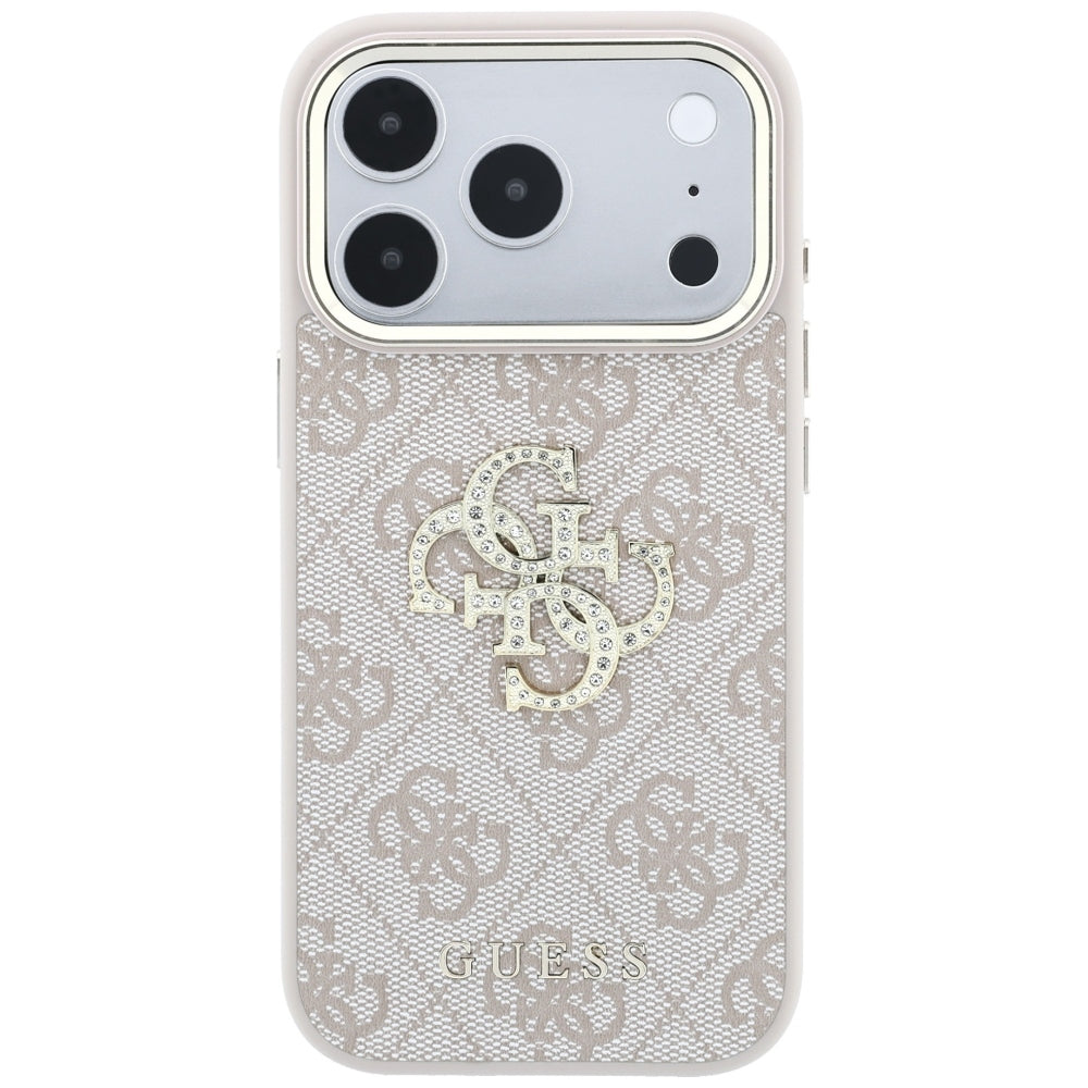 Guess 4G & Big Strass Logo dėklas iPhone 17 Pro / 18 Pro - Rožinis -- iPhone 17 Pro / iPhone 18 Pro
