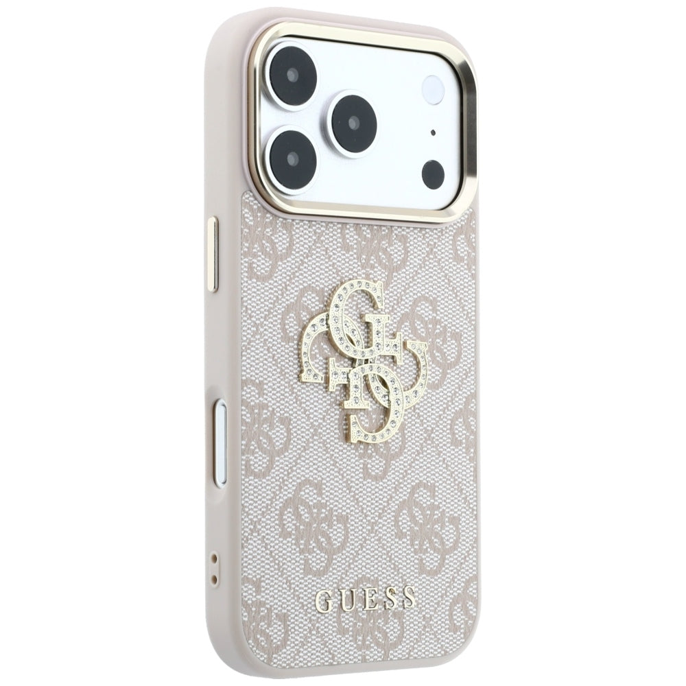 Guess 4G & Big Strass Logo dėklas iPhone 17 Pro / 18 Pro - Rožinis -- iPhone 17 Pro / iPhone 18 Pro