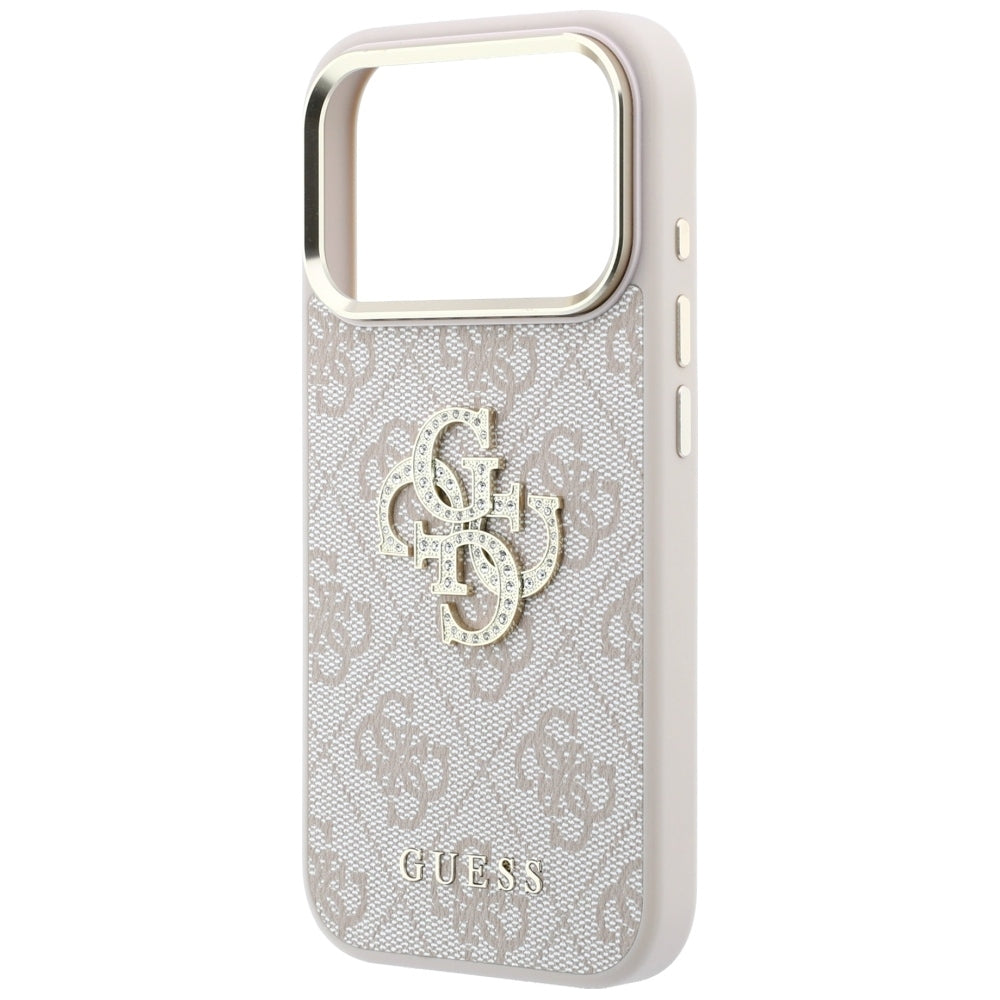 Guess 4G & Big Strass Logo dėklas iPhone 17 Pro / 18 Pro - Rožinis -- iPhone 17 Pro / iPhone 18 Pro