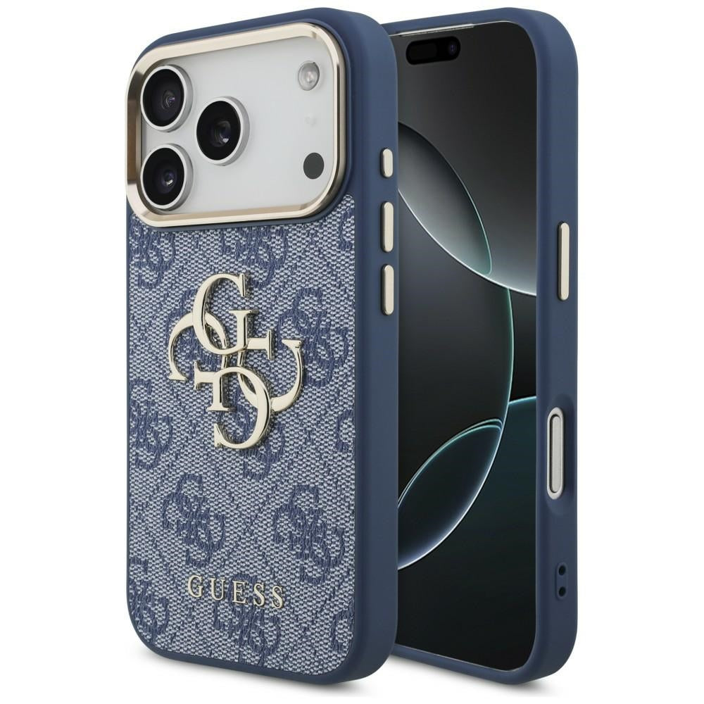 Guess 4G Big 4G Classic Logo dėklas iPhone 18 Pro / 17 Pro - Mėlynas ir auksinis -- iPhone 18 Pro / iPhone 17 Pro