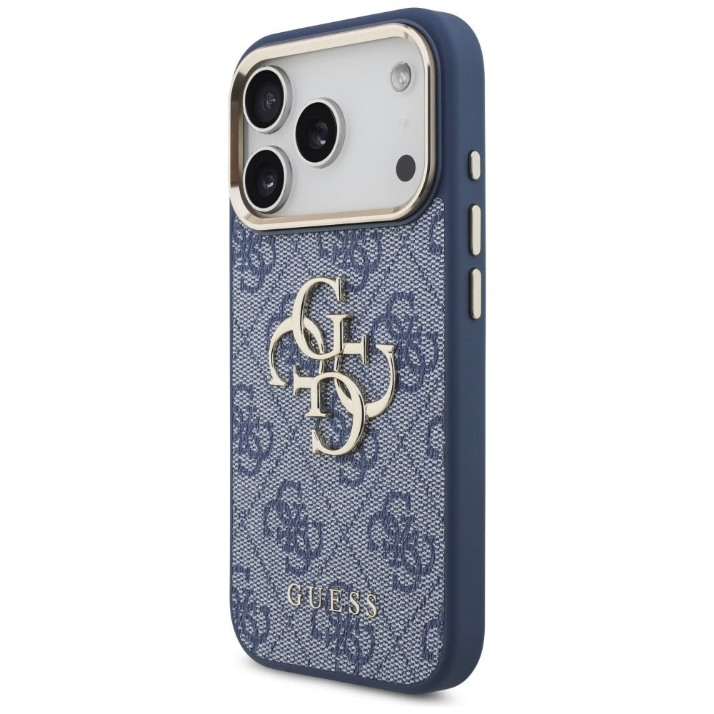 Guess 4G Big 4G Classic Logo dėklas iPhone 18 Pro / 17 Pro - Mėlynas ir auksinis -- iPhone 18 Pro / iPhone 17 Pro