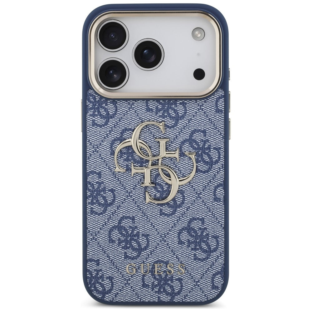 Guess 4G Big 4G Classic Logo dėklas iPhone 18 Pro / 17 Pro - Mėlynas ir auksinis -- iPhone 18 Pro / iPhone 17 Pro