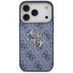 Guess 4G Big 4G Classic Logo dėklas iPhone 18 Pro / 17 Pro - Mėlynas ir auksinis -- iPhone 18 Pro / iPhone 17 Pro