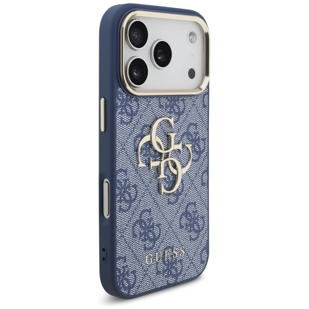 Guess 4G Big 4G Classic Logo dėklas iPhone 18 Pro / 17 Pro - Mėlynas ir auksinis -- iPhone 18 Pro / iPhone 17 Pro