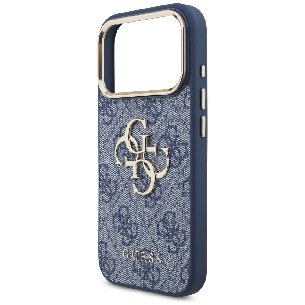 Guess 4G Big 4G Classic Logo dėklas iPhone 18 Pro / 17 Pro - Mėlynas ir auksinis -- iPhone 18 Pro / iPhone 17 Pro
