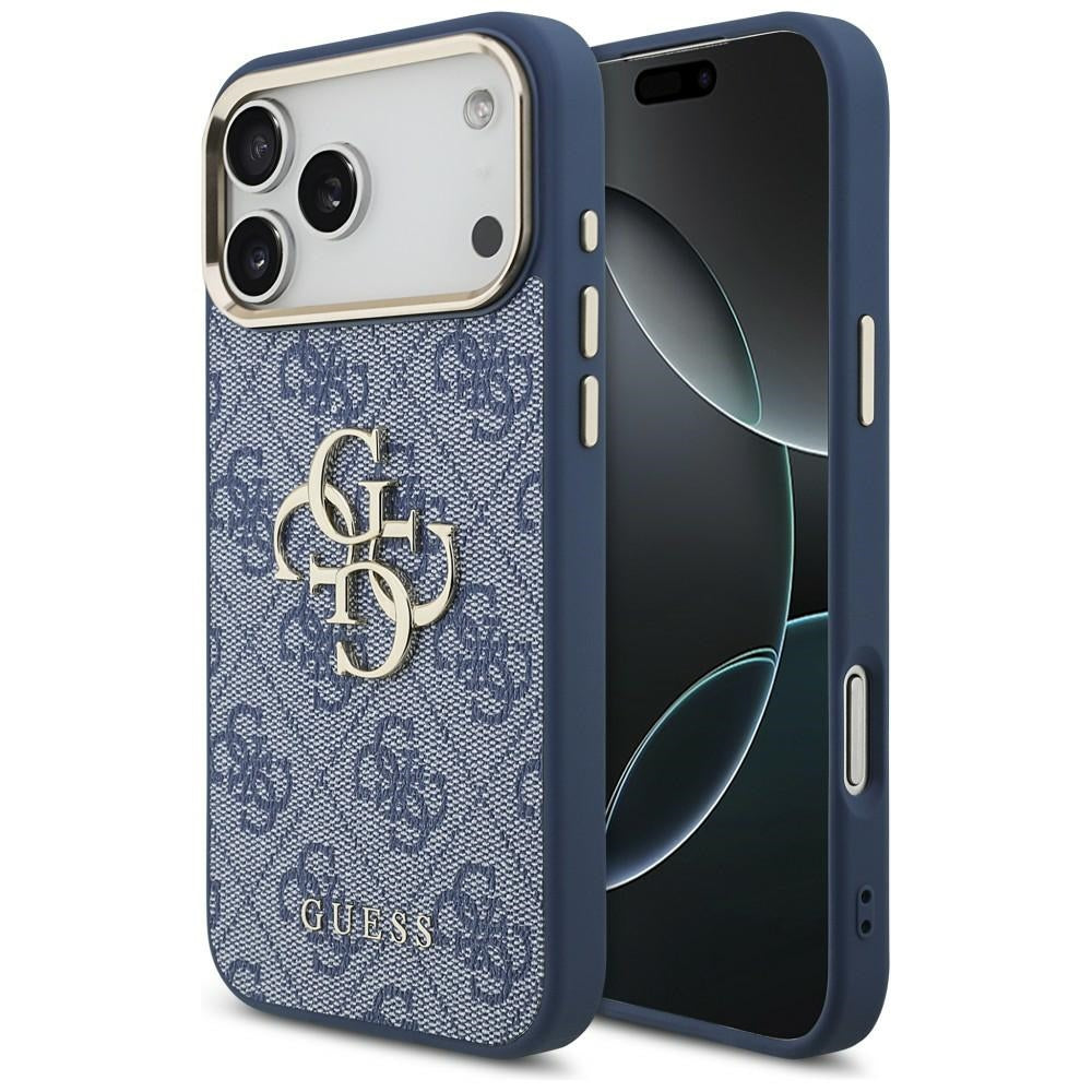 Guess 4G Big 4G Classic Logo dėklas iPhone 18 Pro Max / 17 Pro Max - Mėlynas ir auksinis -- iPhone 18 Pro Max / iPhone 17...
