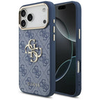 Guess 4G Big 4G Classic Logo dėklas iPhone 18 Pro Max / 17 Pro Max - Mėlynas ir auksinis -- iPhone 18 Pro Max / iPhone 17...