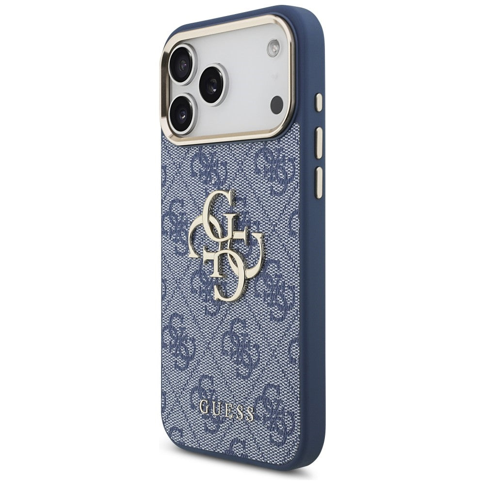 Guess 4G Big 4G Classic Logo dėklas iPhone 18 Pro Max / 17 Pro Max - Mėlynas ir auksinis -- iPhone 18 Pro Max / iPhone 17...