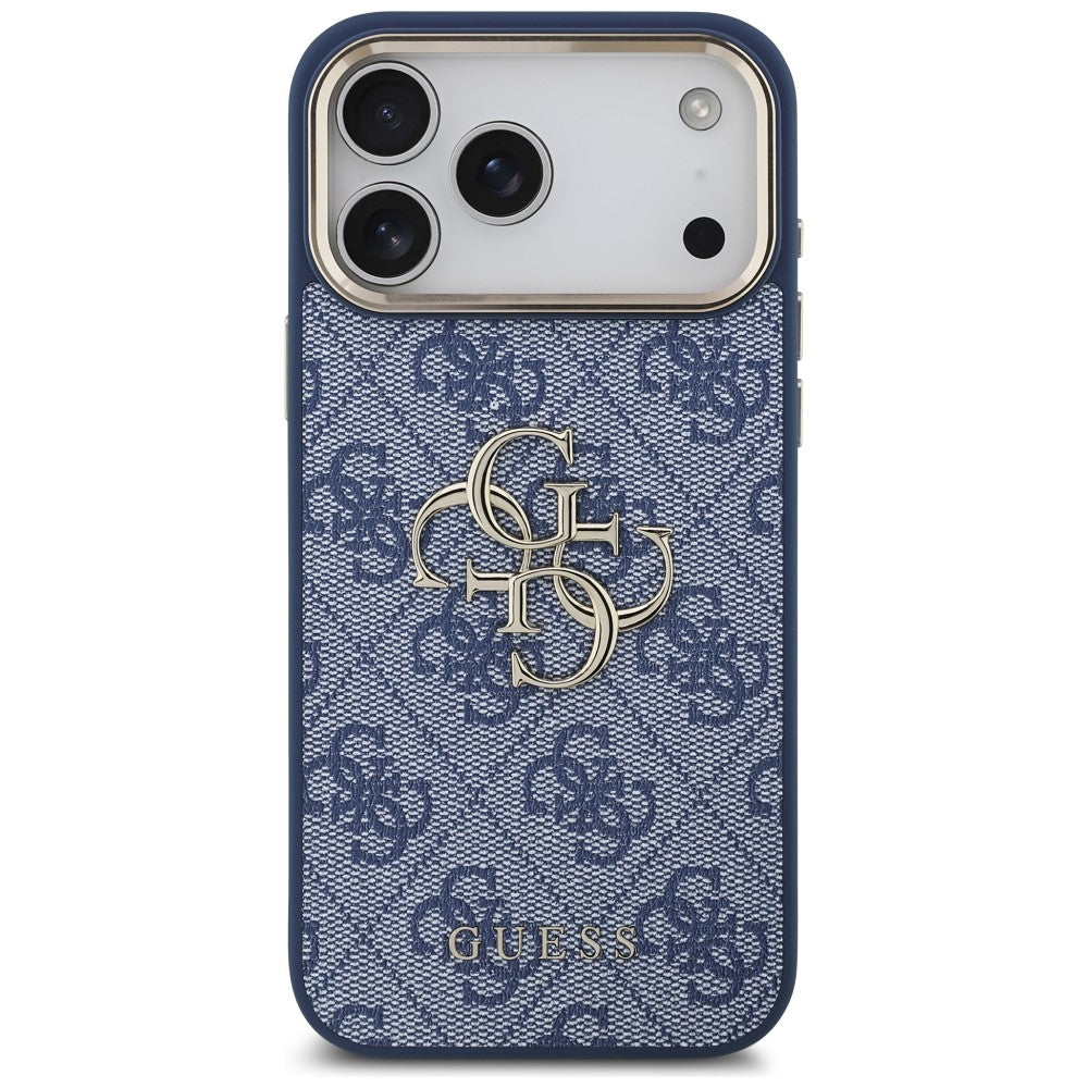 Guess 4G Big 4G Classic Logo dėklas iPhone 18 Pro Max / 17 Pro Max - Mėlynas ir auksinis -- iPhone 18 Pro Max / iPhone 17...