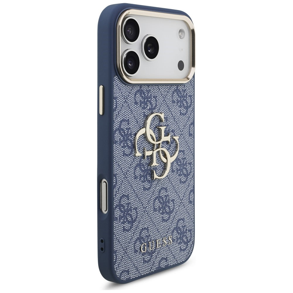 Guess 4G Big 4G Classic Logo dėklas iPhone 18 Pro Max / 17 Pro Max - Mėlynas ir auksinis -- iPhone 18 Pro Max / iPhone 17...