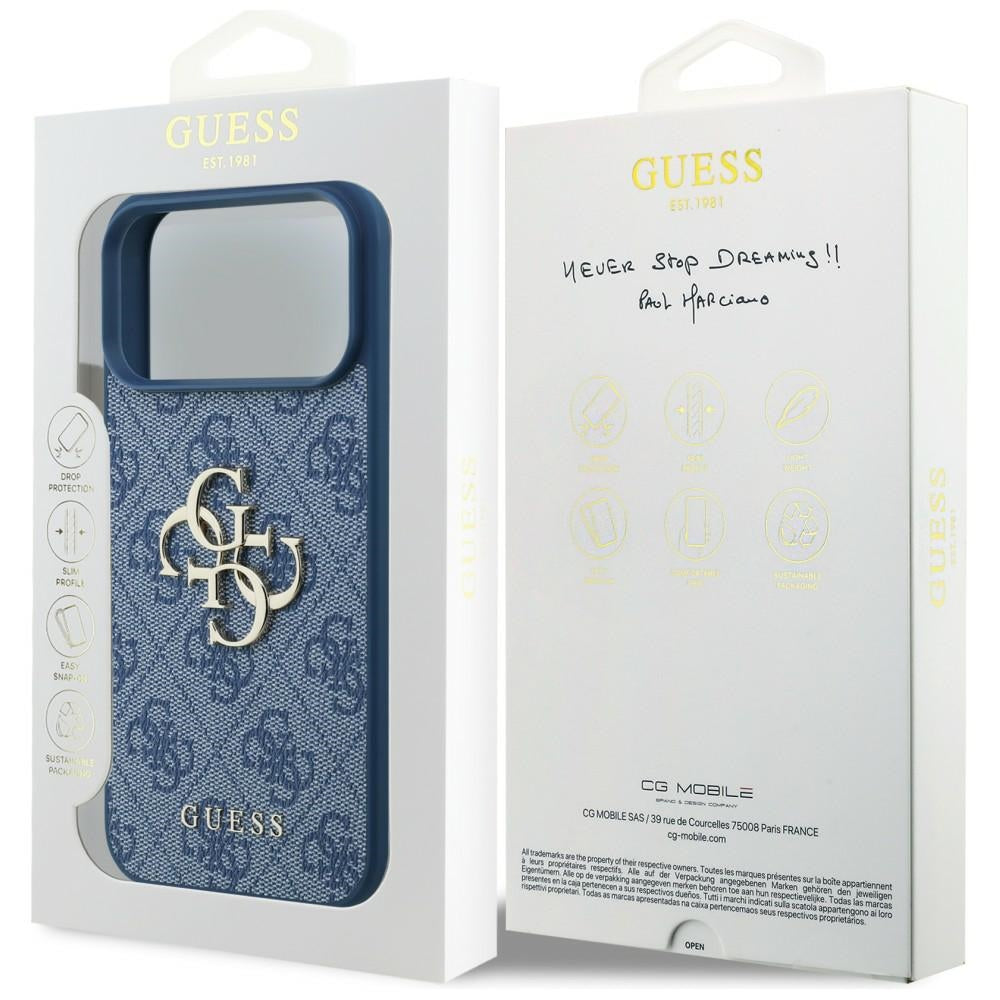 Guess 4G Big Logo dėklas iPhone 17 Pro Max / 18 Pro Max - Mėlynas -- iPhone 17 Pro Max / iPhone 18 Pro Max