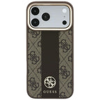 Guess 4G su Stripe Round ir Classic Logos MagSafe dėklas iPhone 17 Pro / 18 Pro - Ruda -- iPhone 17 Pro / iPhone 18 Pro