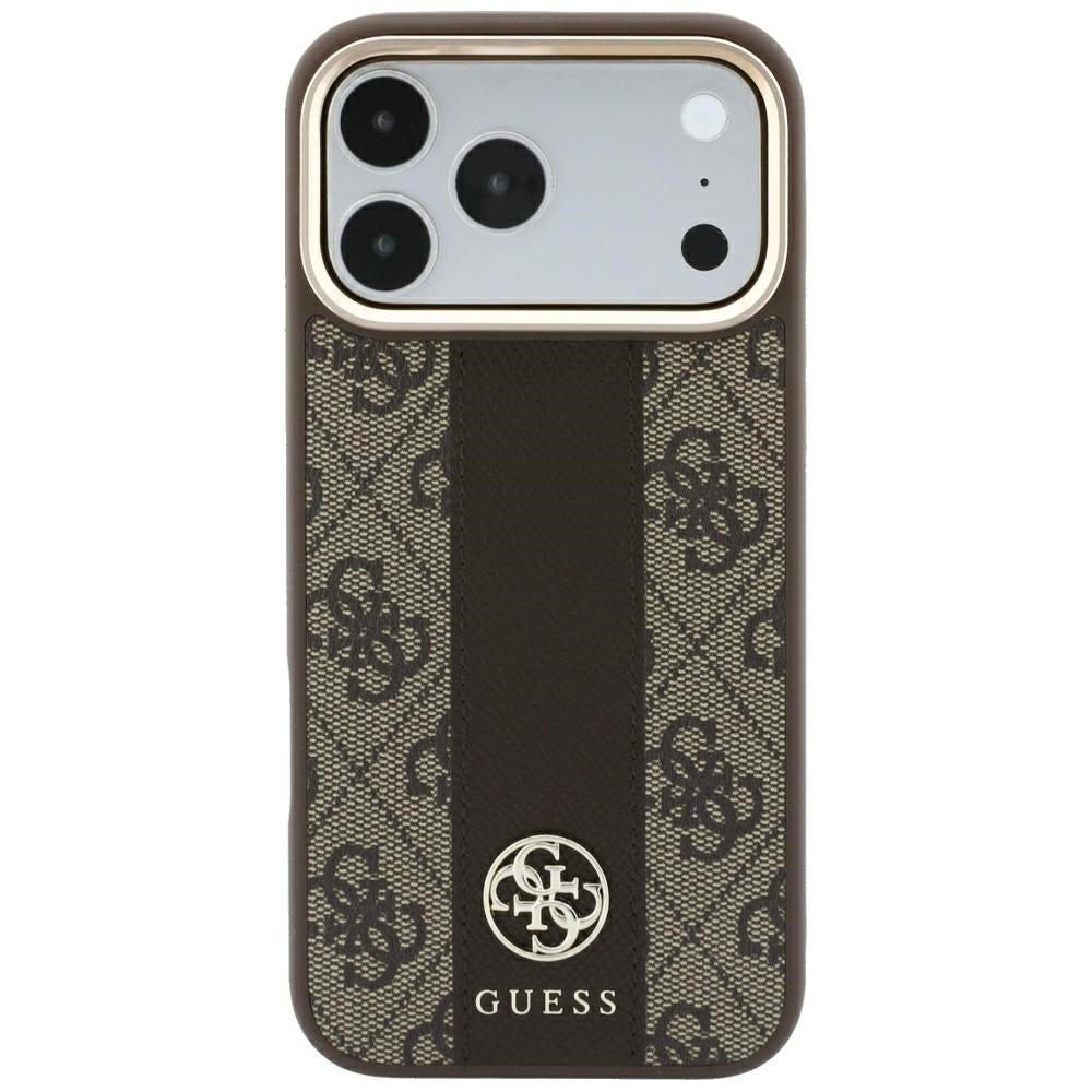 Guess 4G su Stripe Round ir Classic Logos MagSafe dėklas iPhone 17 Pro / 18 Pro - Ruda -- iPhone 17 Pro / iPhone 18 Pro